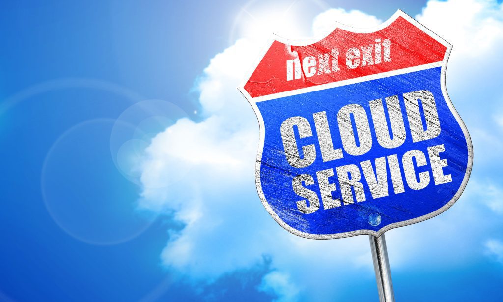 An illustration of a highway sign that states “Next Exit: Cloud Service.”