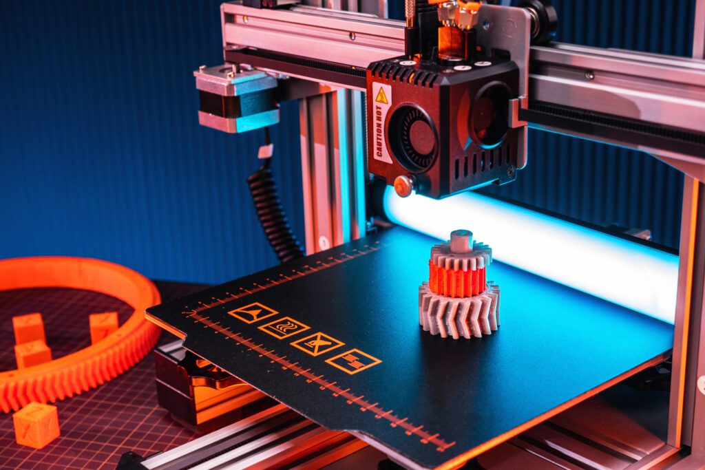 A 3D printer with different spokes on its surface.