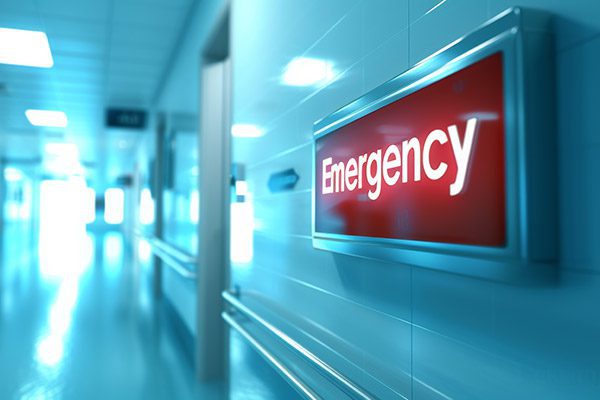 an emergency room sign in a hospital